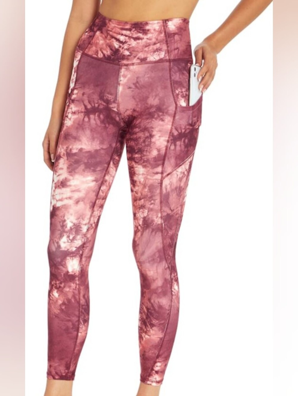 Jessica Simpson Active Tea Rose Tie-Dye High-Waist Leggings